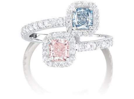 blue and pink diamond ring